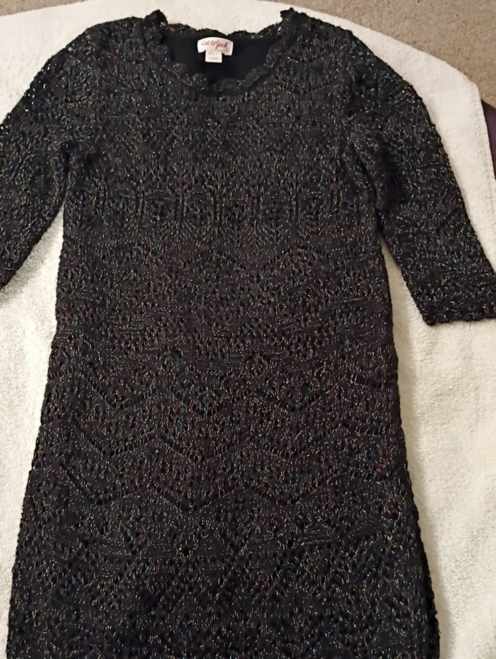 Cat Jack Black Metallic Thread Knit Dress